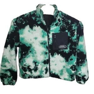 No Fear x H&M Deep Pile Sherpa Fleece Jacket Men's Medium M Green Full Zip